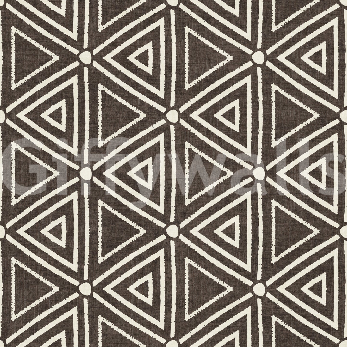 Textured Mudcloth Geometric Triangles Boho Dark Umber Brown Wallpaper