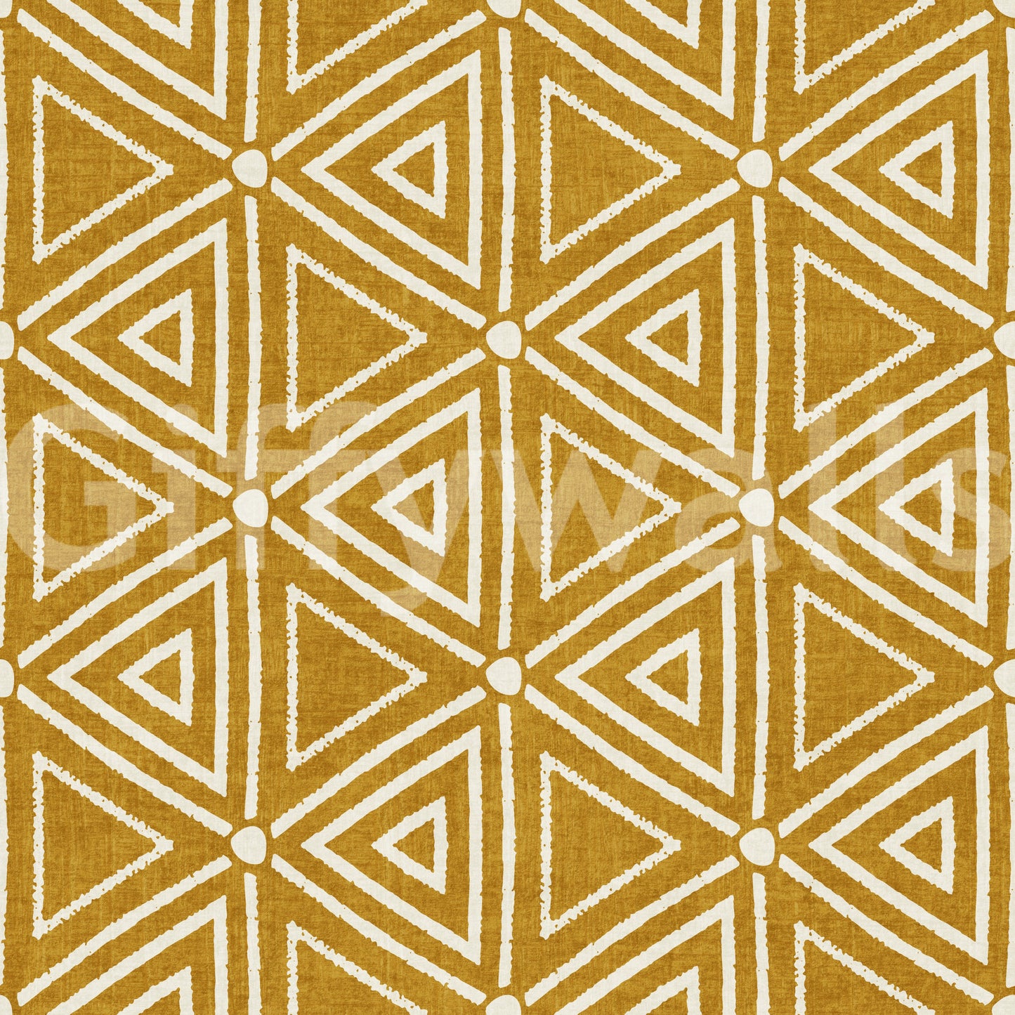Worn, textured edges keep the triangle motif looking woven in mudcloth wallpaper