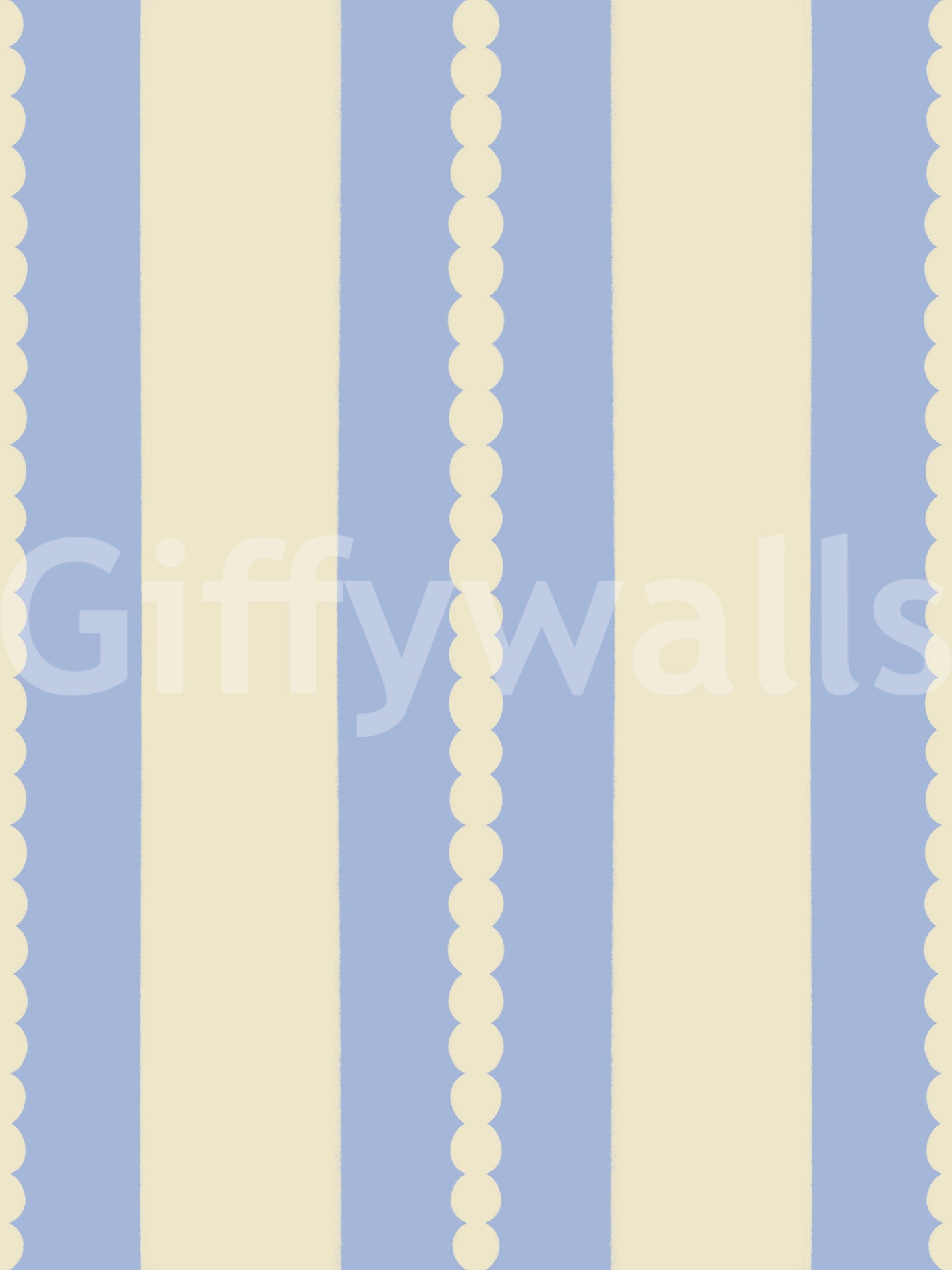 Scalloped Sky Stripes Wallpaper displaying detailed uniform wavy borders on columns.