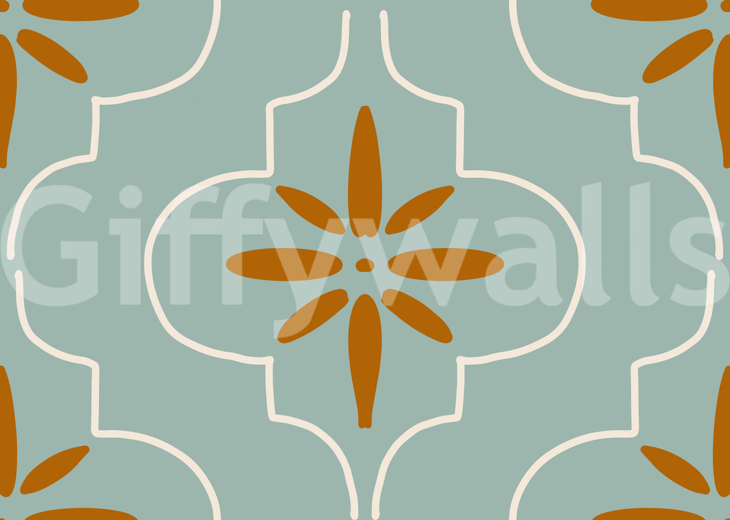 Mediterranean Wallpaper with repeating tile curves and earthy accents