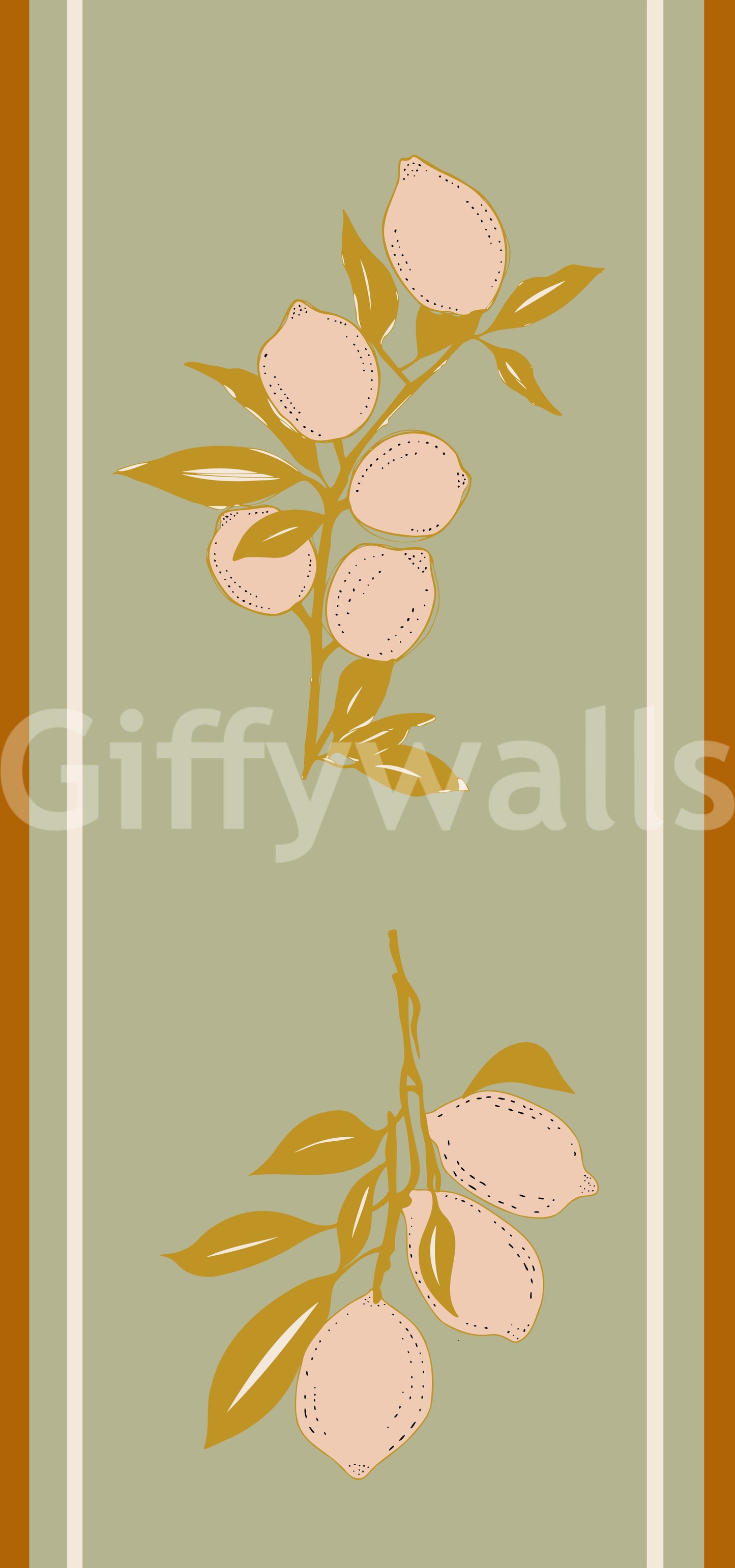 Sage Lemon Branch Wallpaper Mediterranean Style Wallpaper