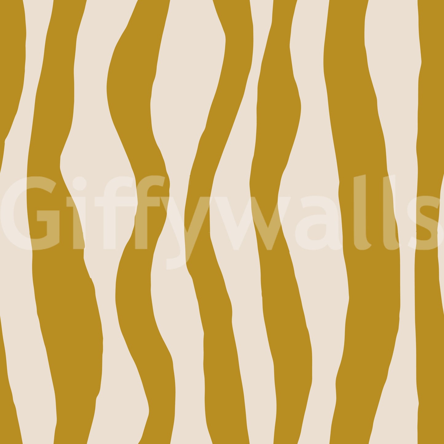 Mustard Wavy Stripe Wallpaper Retro Boho Wallpaper