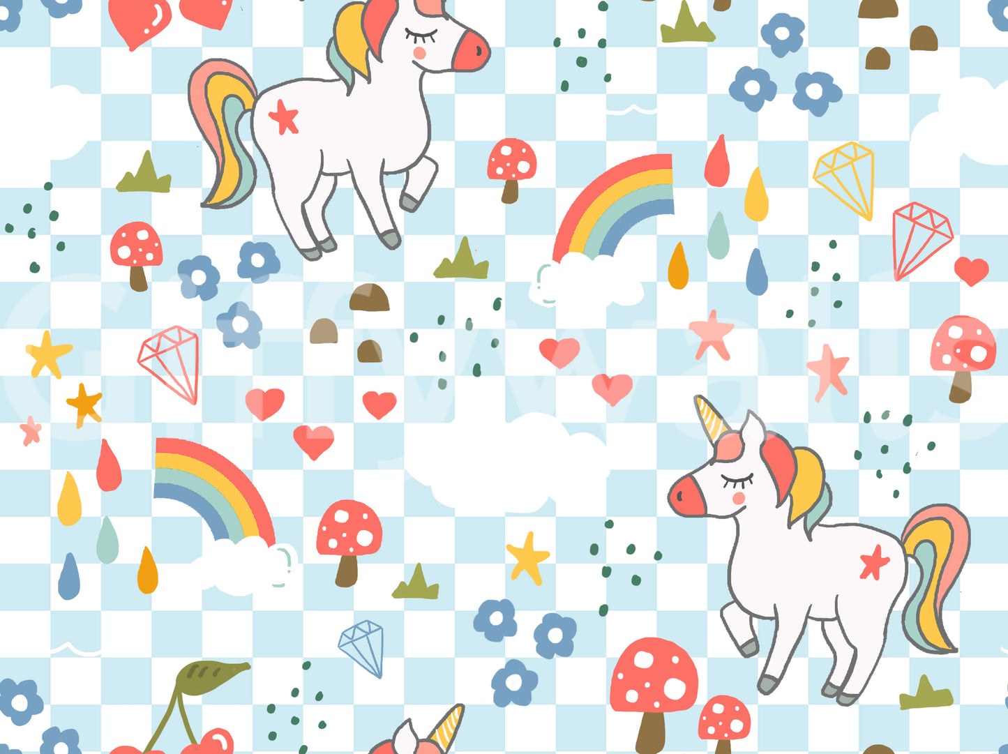 Checkerboard Unicorn Dreams Wallpaper