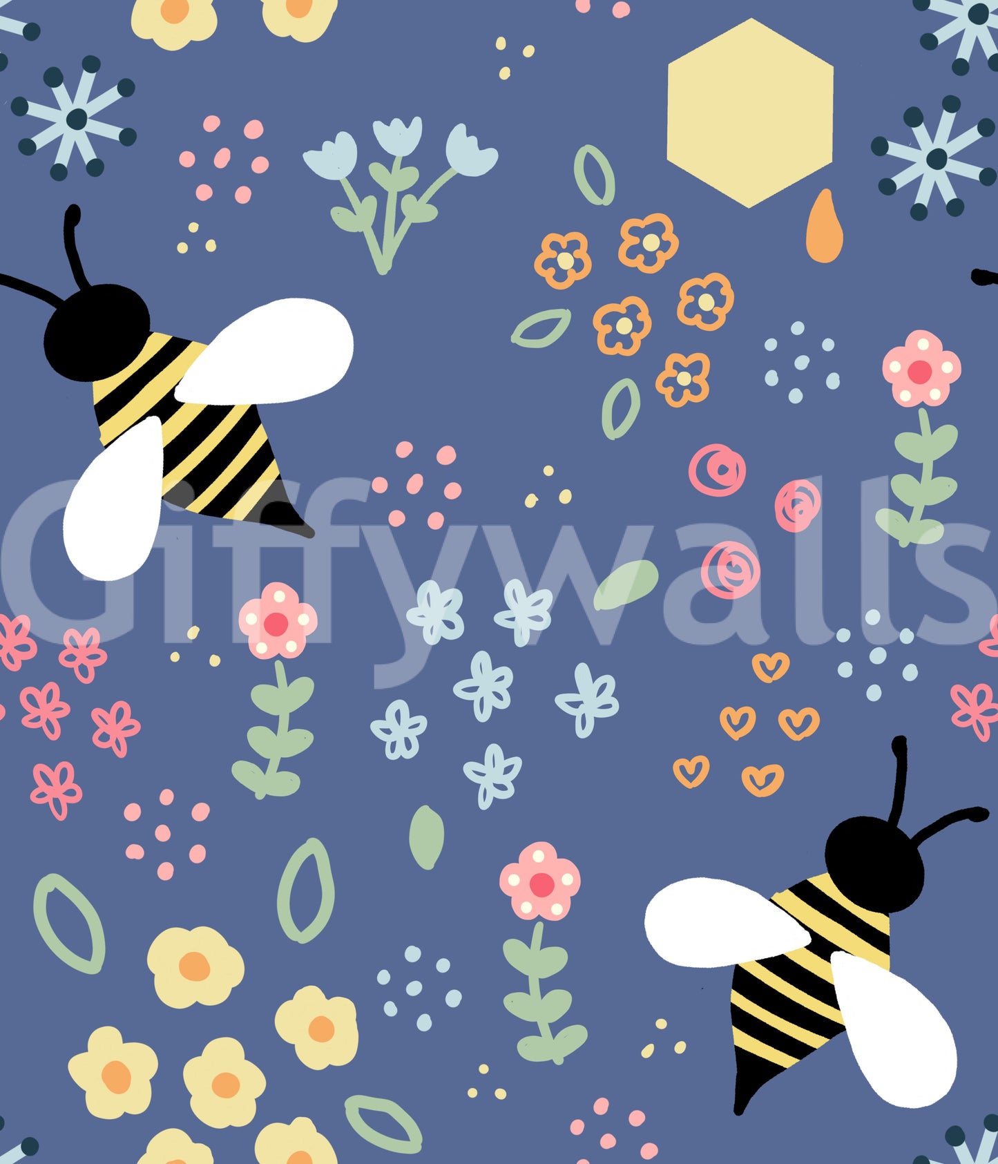 Whimsical Bee Garden Wallpaper