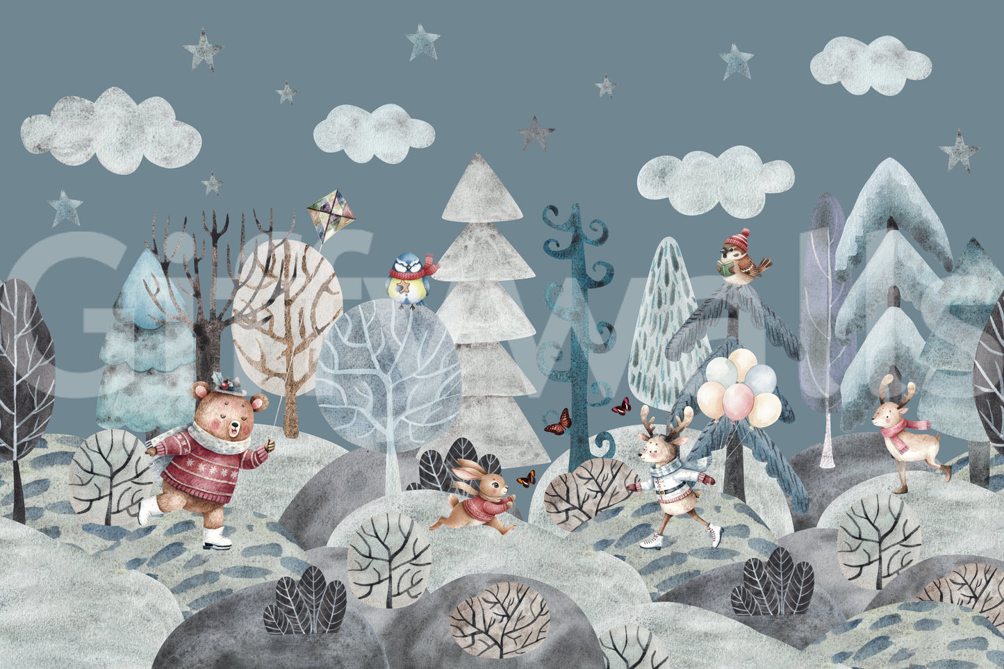 Frolicking Forest Friends Wall Mural