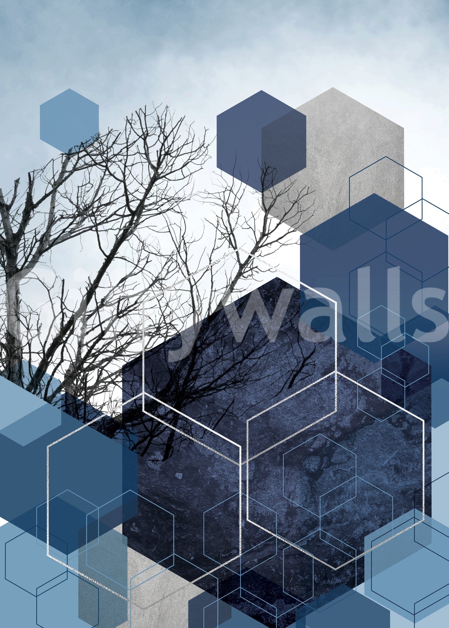 Geometric Sky Embrace Wall Mural