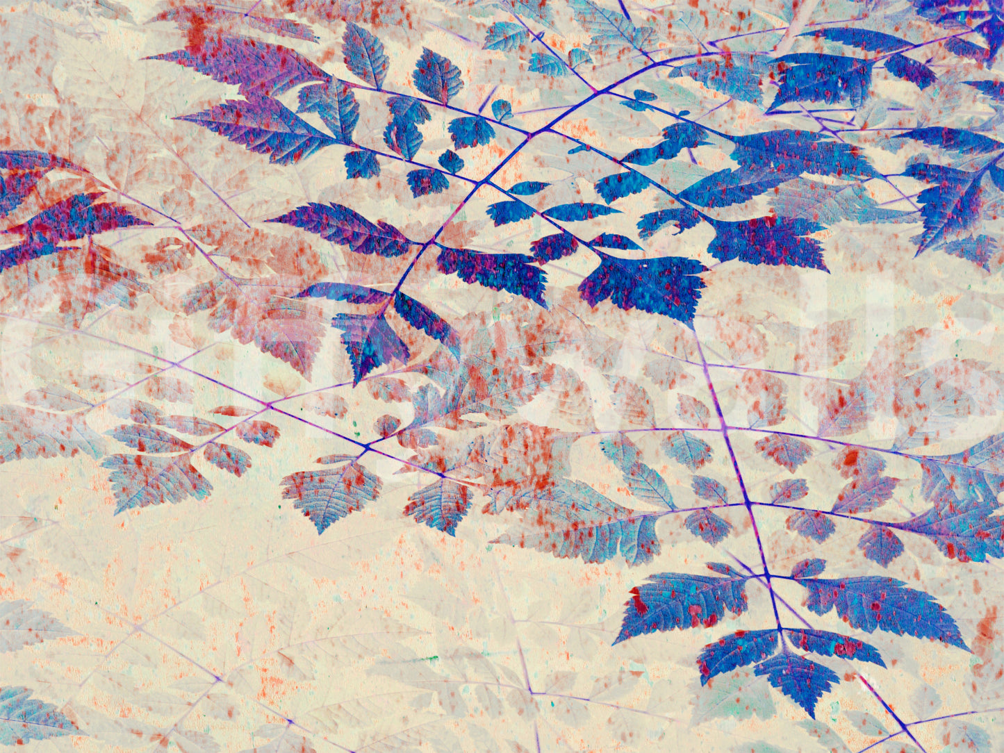 Indigo Foliage Wall Mural