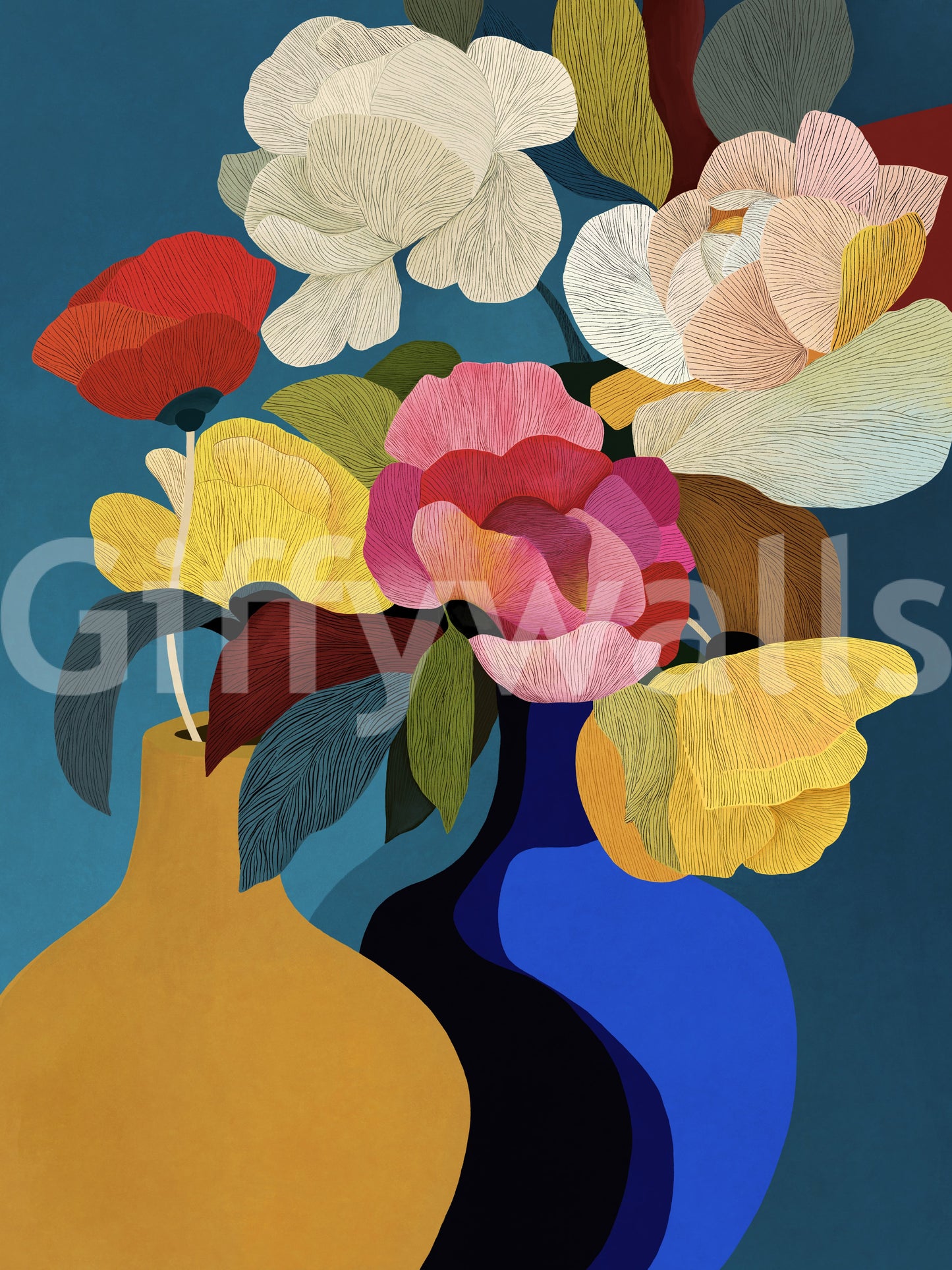 Vibrant Botanical Harmony Wall Mural