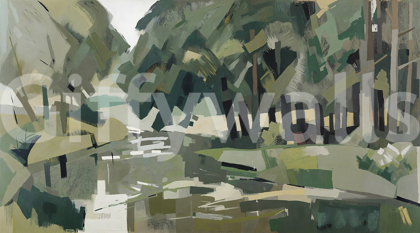 Loose brushstrokes give the Velvet Forest wall mural a gallery feel overall.