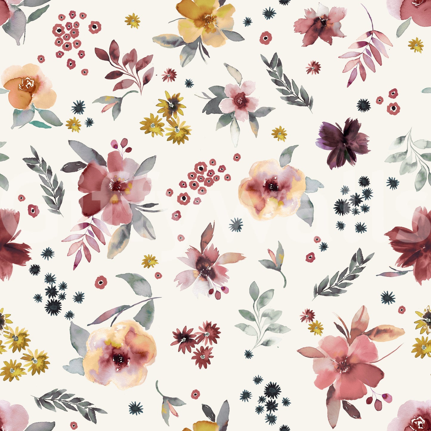 Soft Floral Countryside Wallpaper