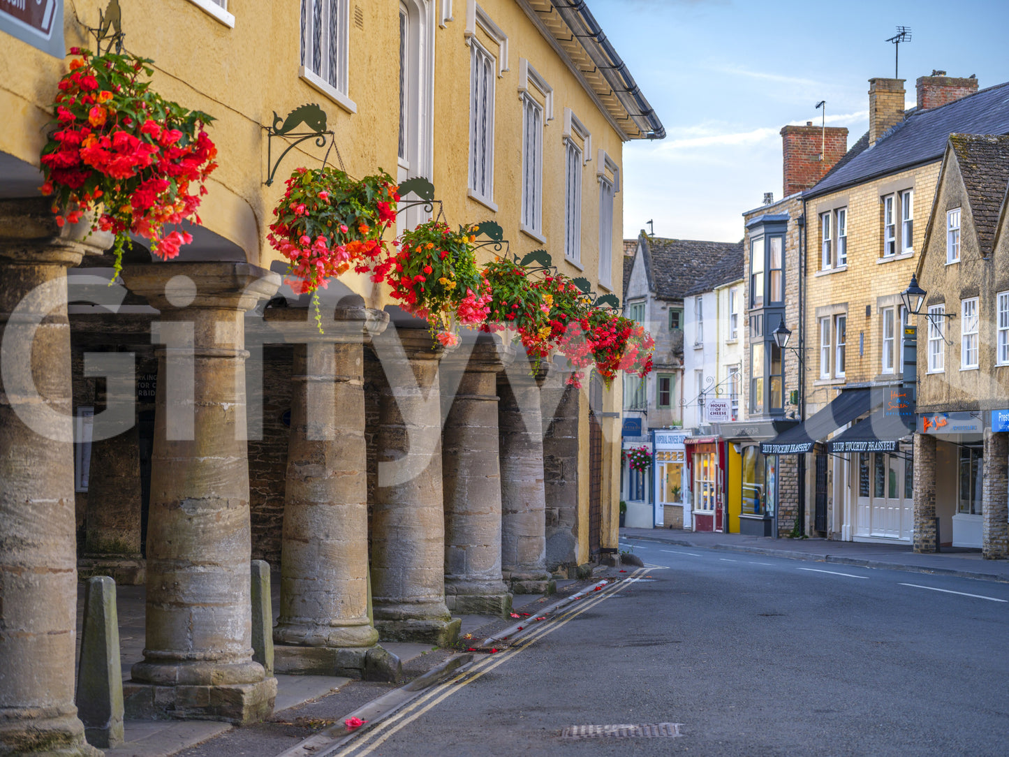 Village Blooms & Stone Archway Wall Mural