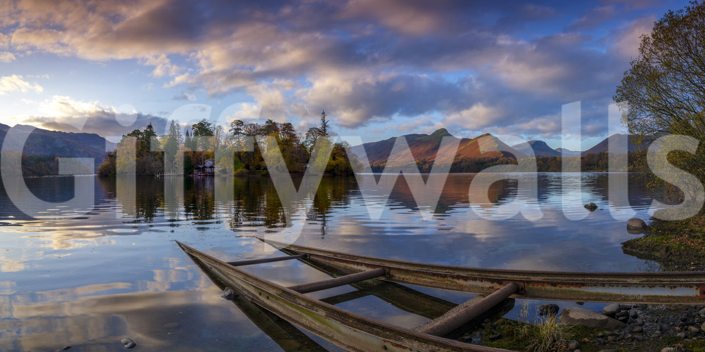 Lakeside Reflections: Autumn Glow Wall Mural