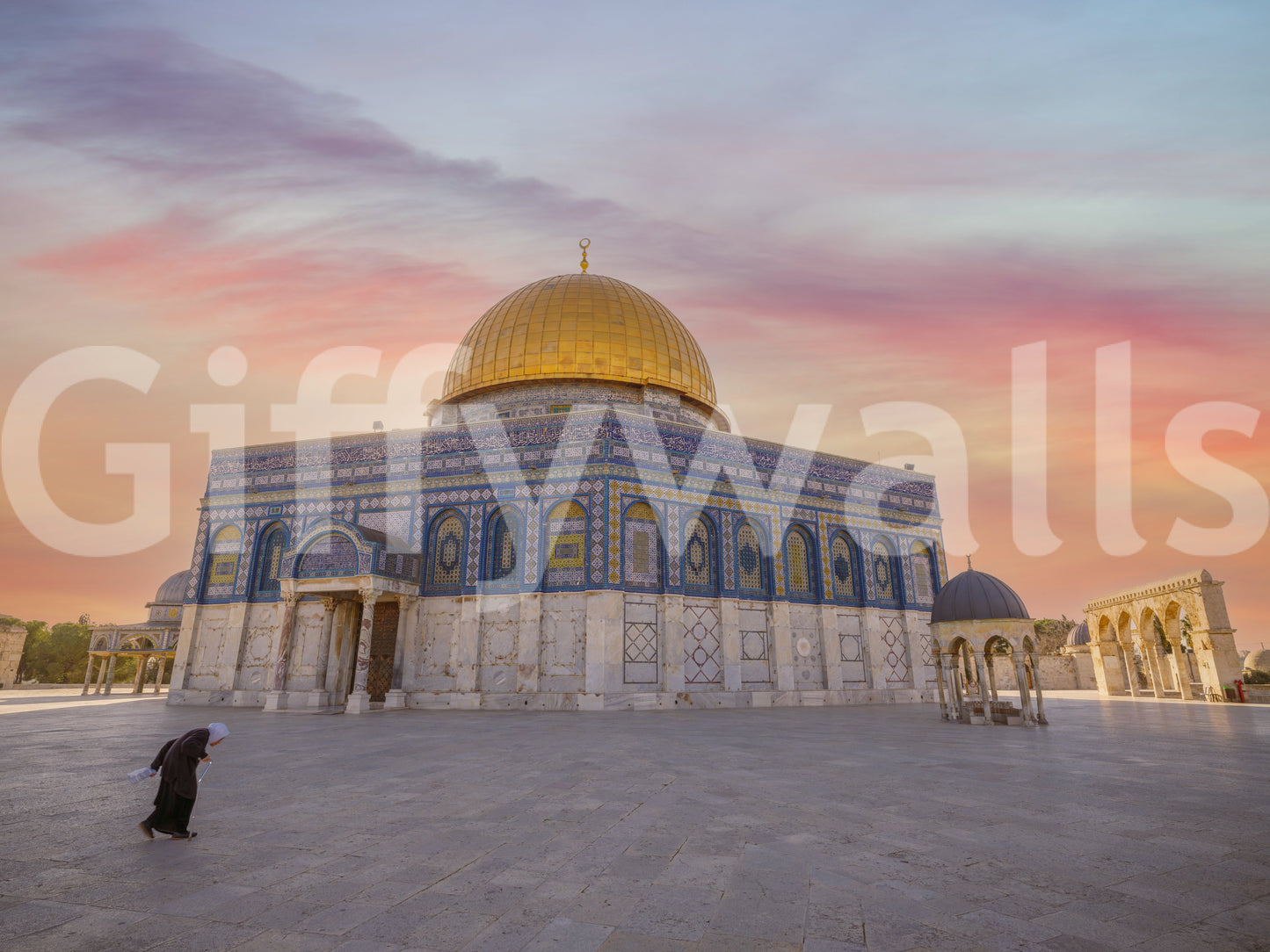 Jerusalem Golden Hour: Dome of the Rock Wall Mural