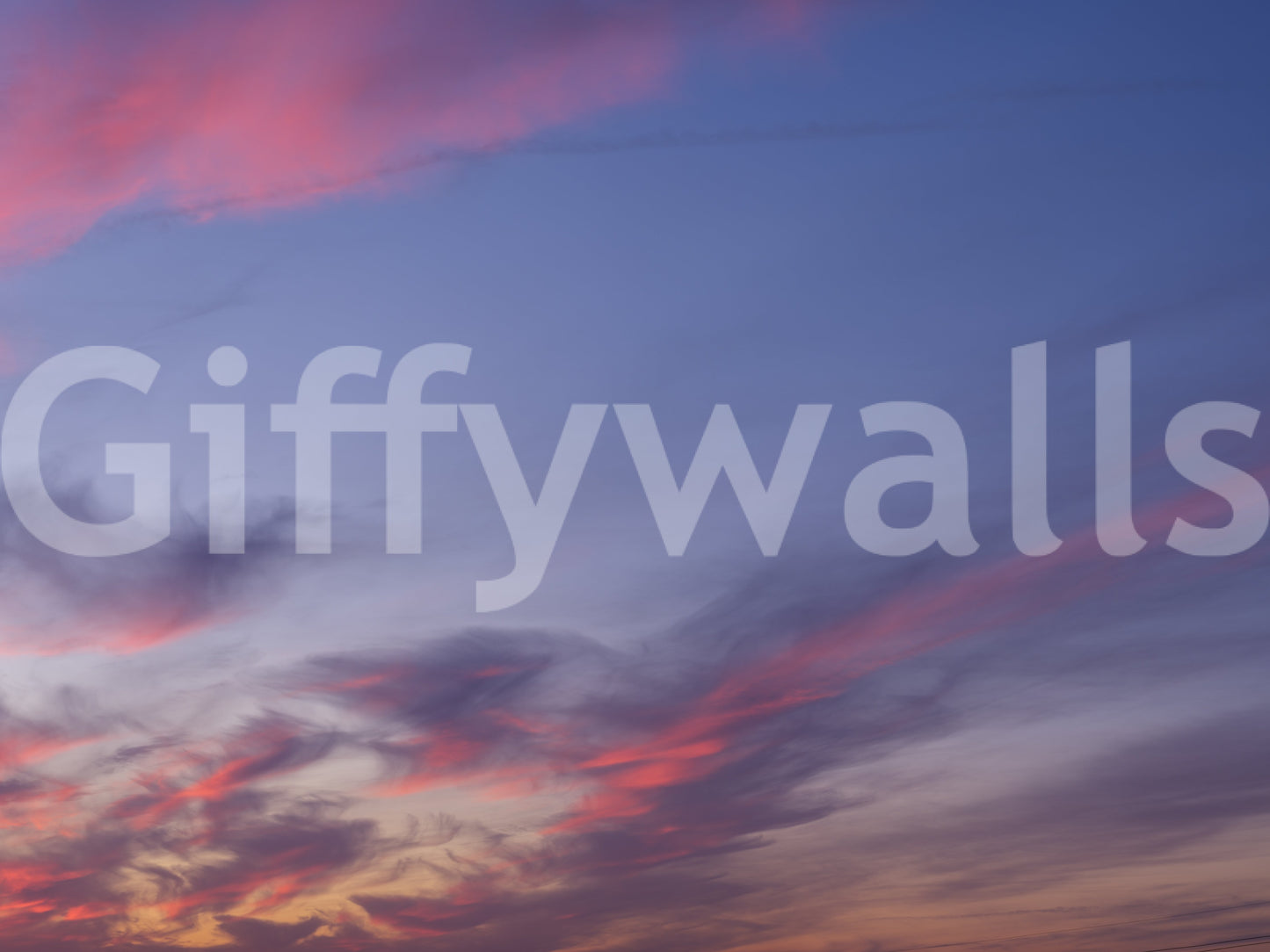 Twilight floral wall mural with airy clouds and pastel tones
