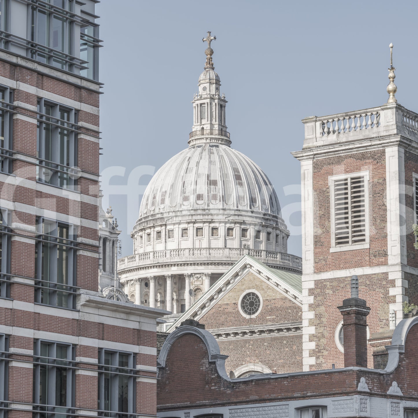 Historic dome wall mural with classic European city atmosphere