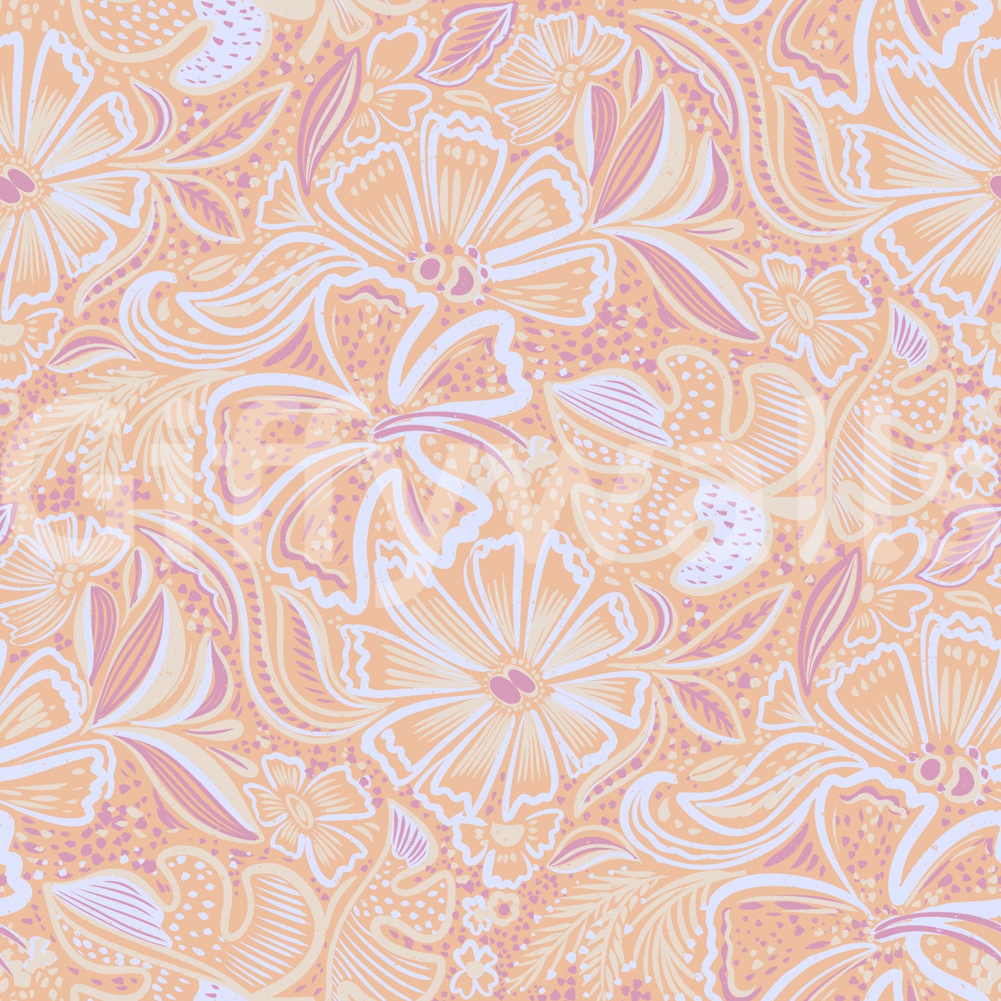 Peach bloom wallpaper with soft swirl detailing and a calm pastel surface