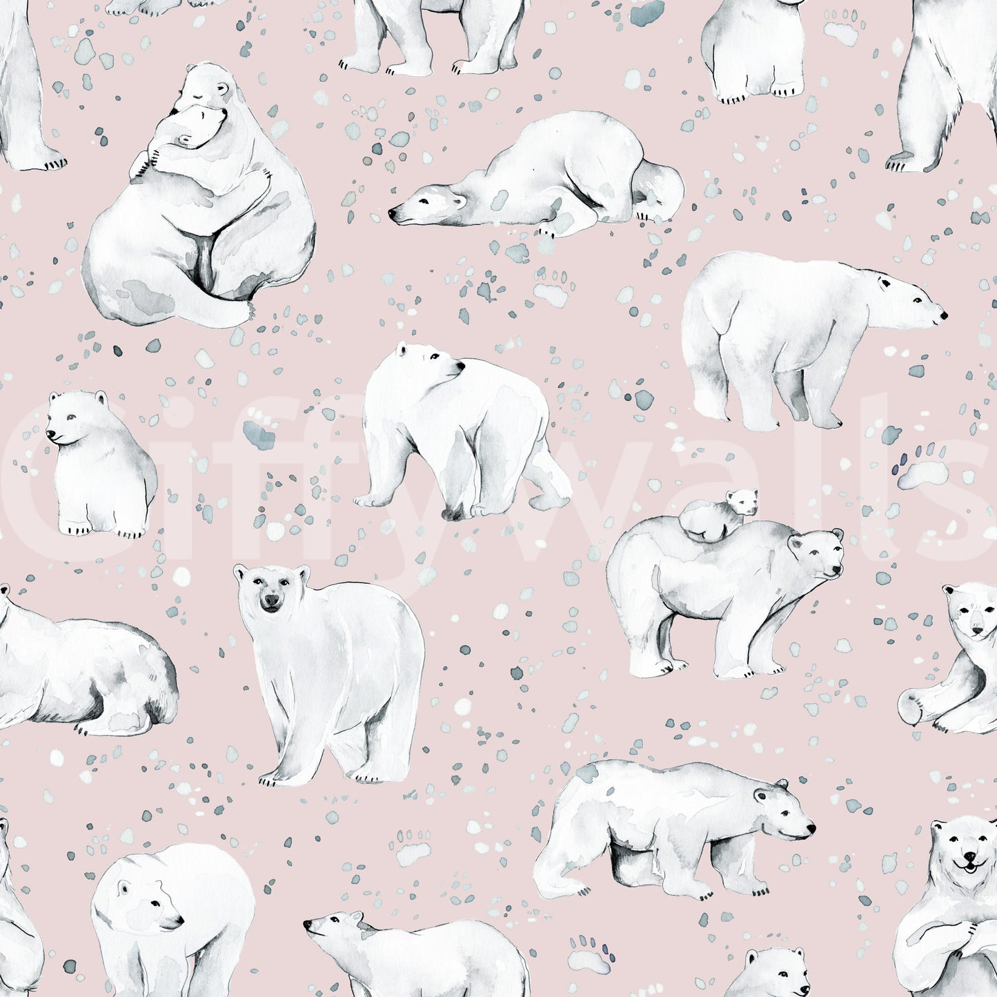 Sweet Arctic Bears Dreams Pink Wallpaper