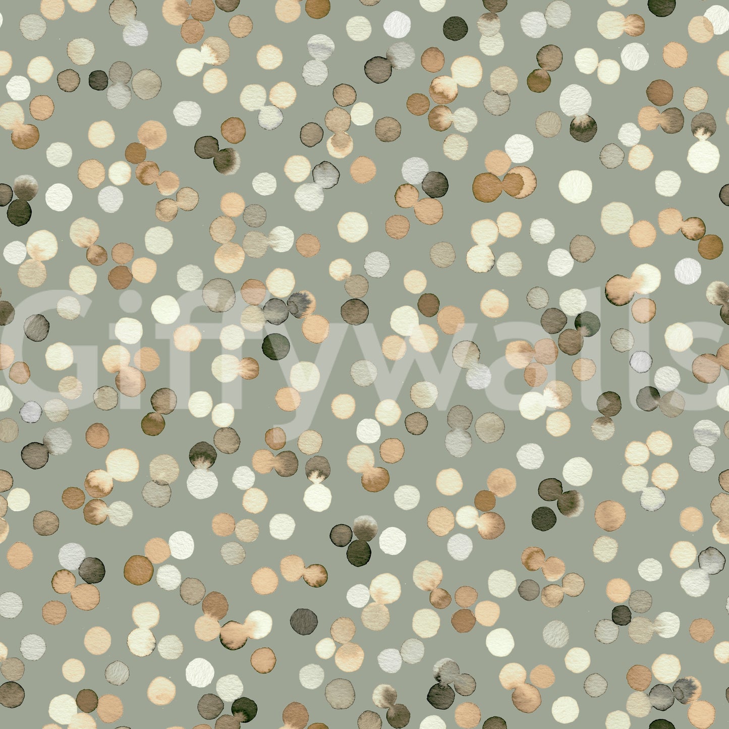 Sage and Sand Watercolor Polka Dots Wallpaper Wallpaper