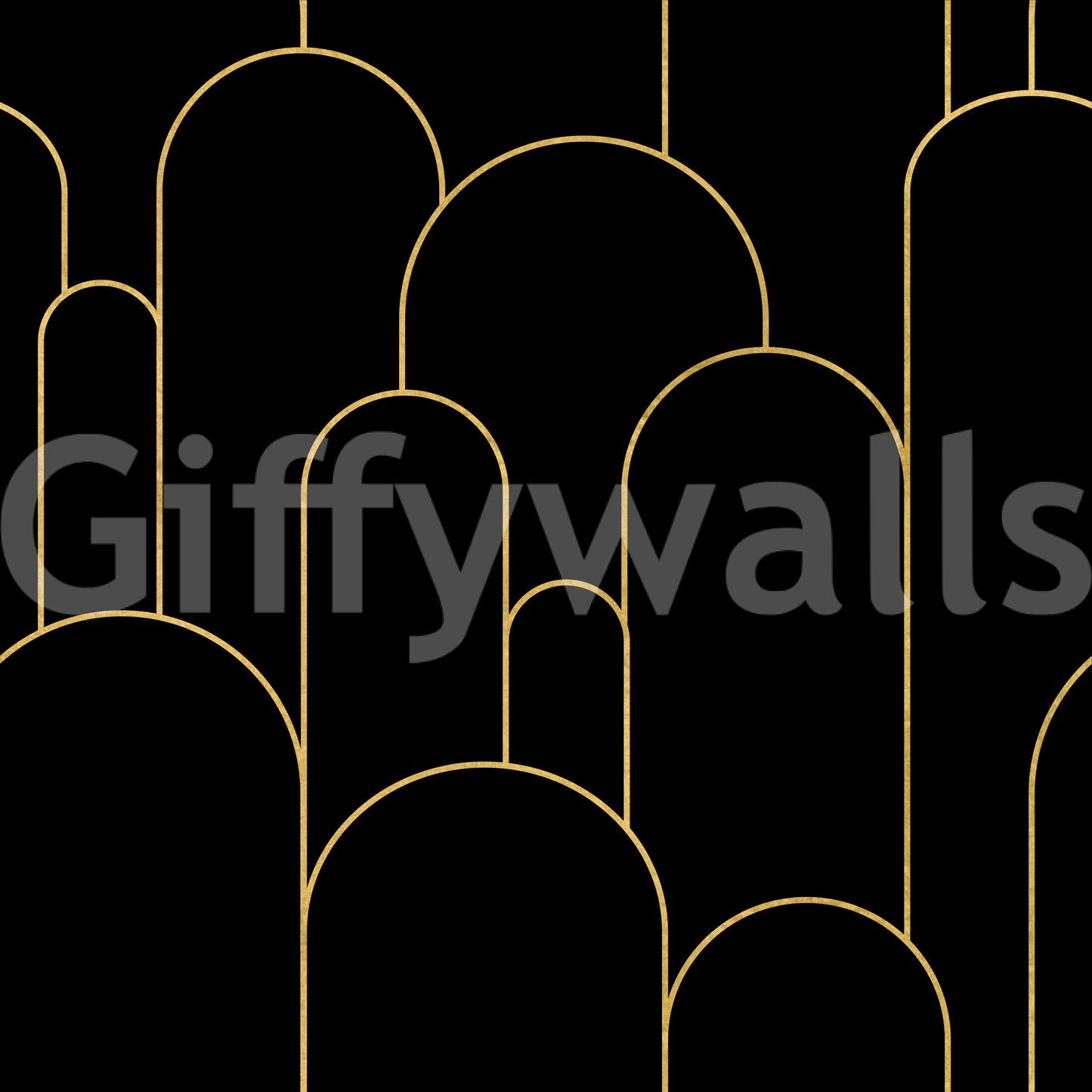Art Deco Black Gold Arches Wallpaper
