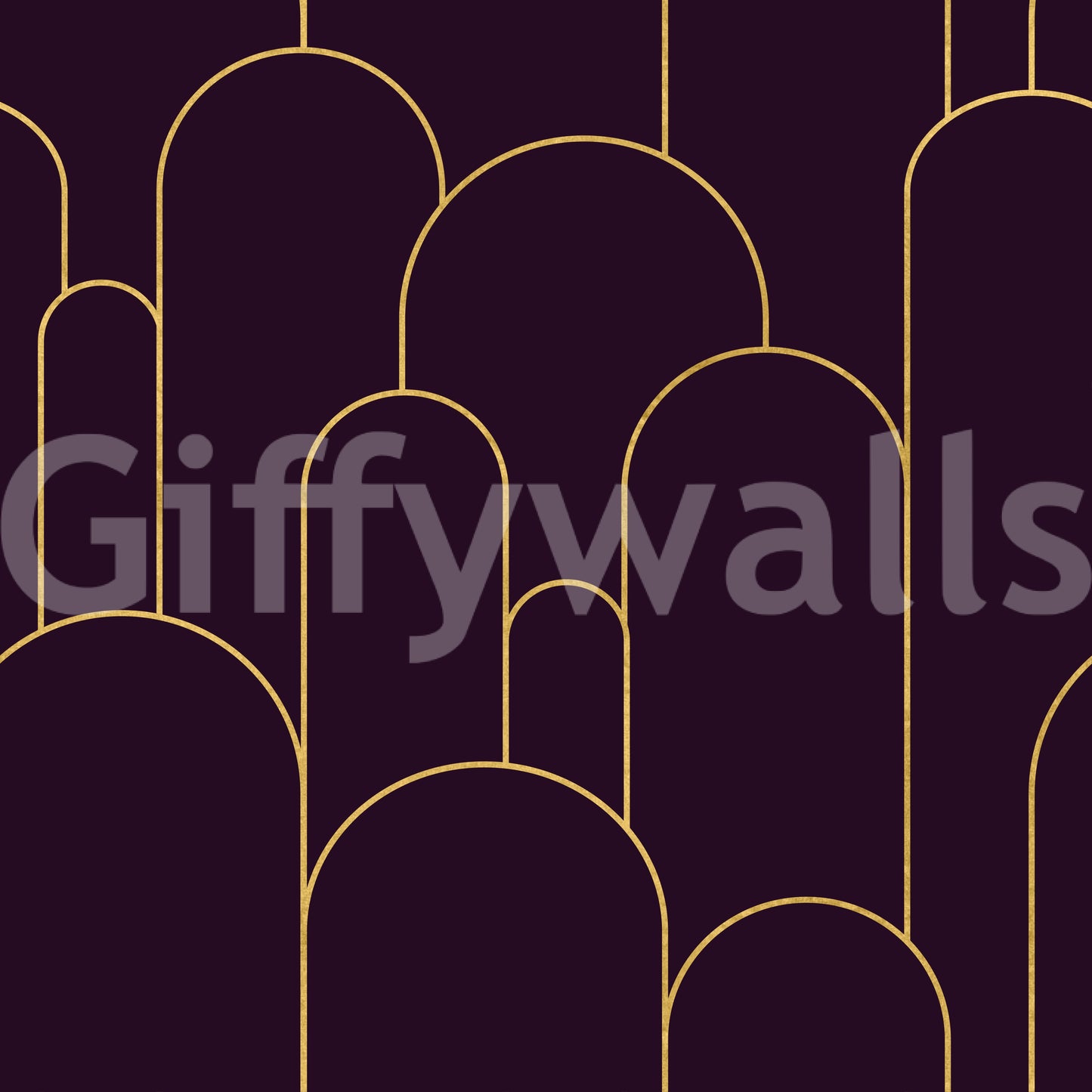 Retro Glamour Plum Noir Arches Wallpaper
