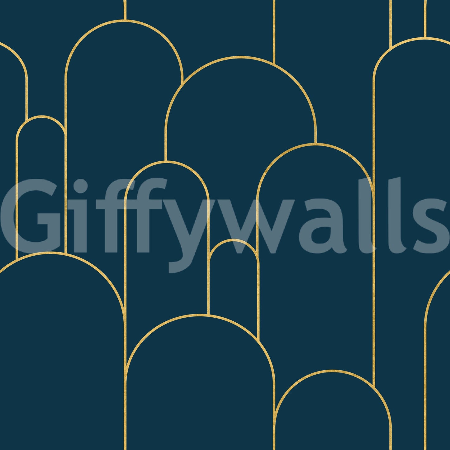 Elegant Navy and Gold Art Deco Wallpaper