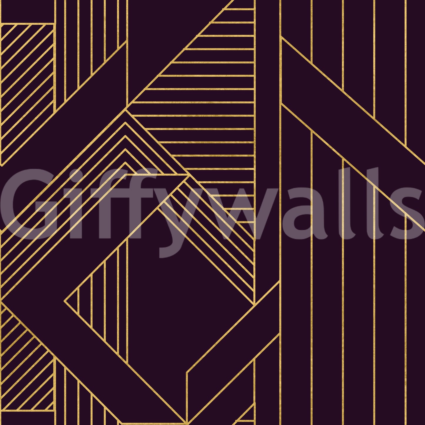 Gatsby Glamour Art Deco Purple & Gold Wallpaper