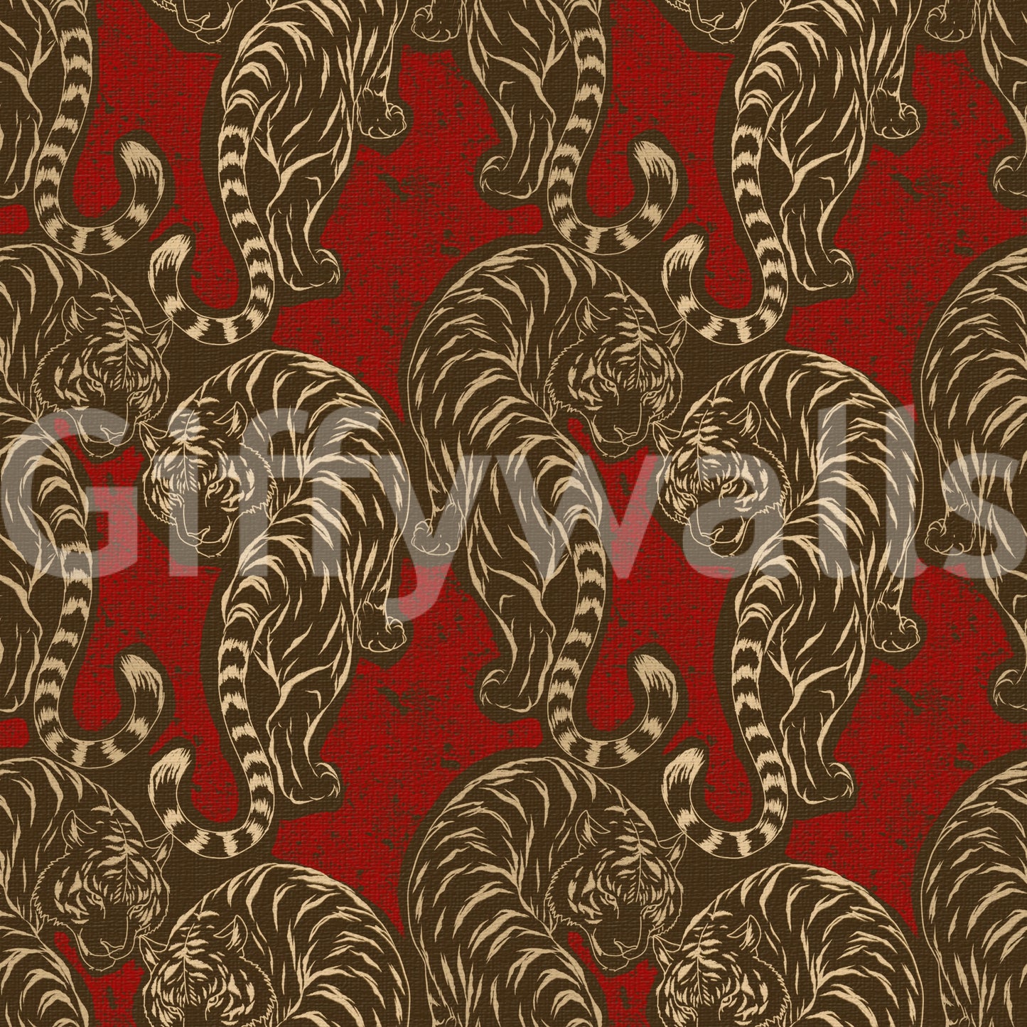 Imperial Crimson Tiger Wall Decor Wallpaper
