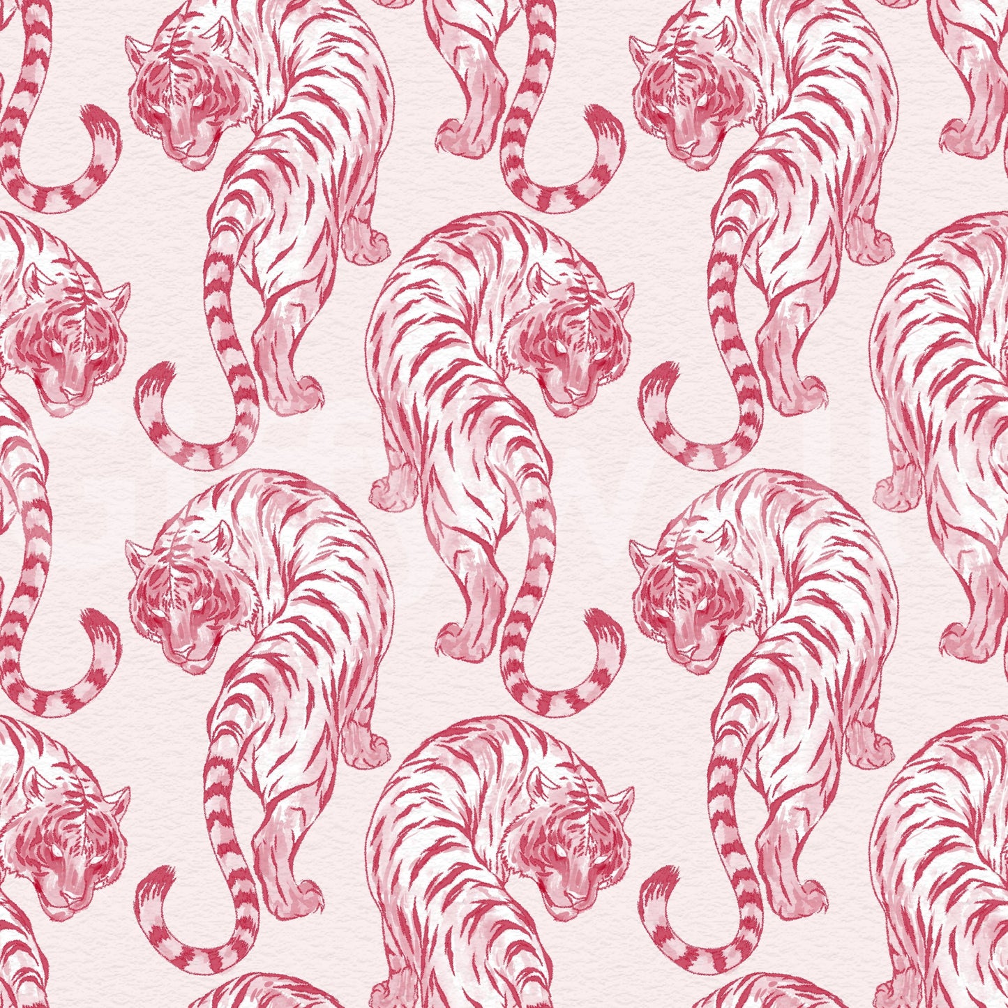 Crimson Tiger Chinoiserie Pattern Wallpaper Wallpaper