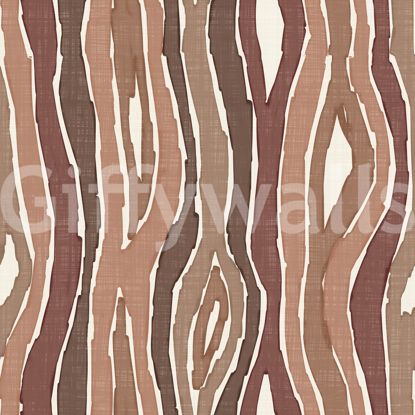 Organic Wavy Woodgrain Vertical Stripes - Earthy Clay Wallpaper