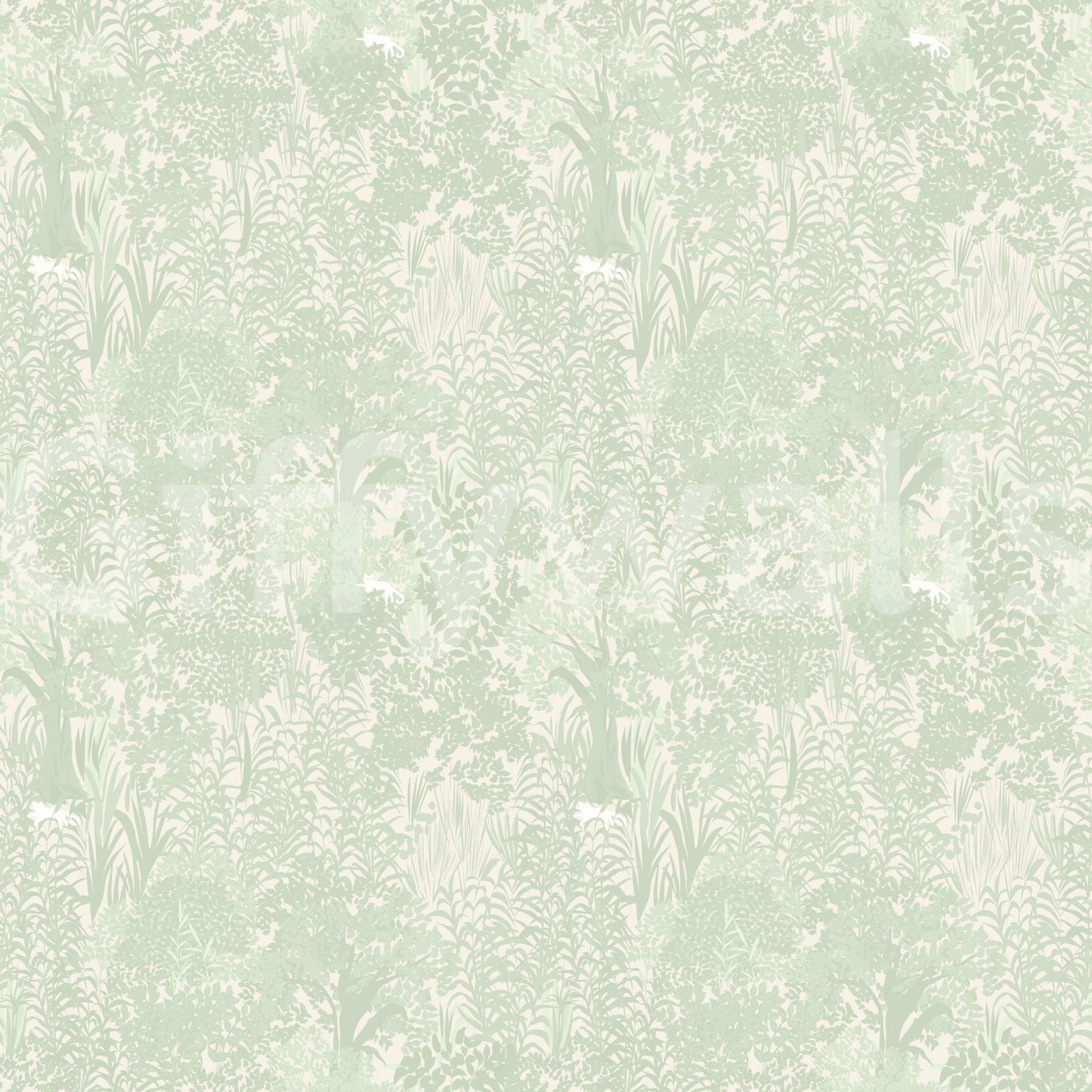Sage Woodland and Hidden Wildlife Wallpaper
