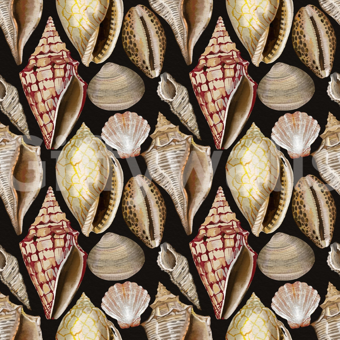 Moody Vintage Seashells Wallpaper Wallpaper