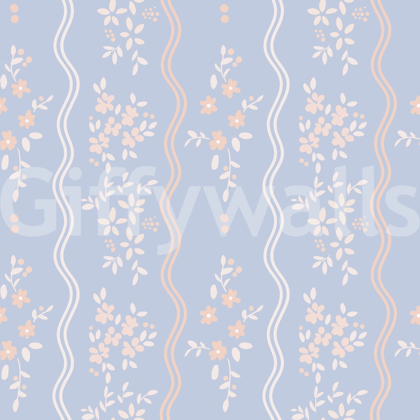 Wavy Stripe and Dainty Wildflower Wallpaper Wallpaper