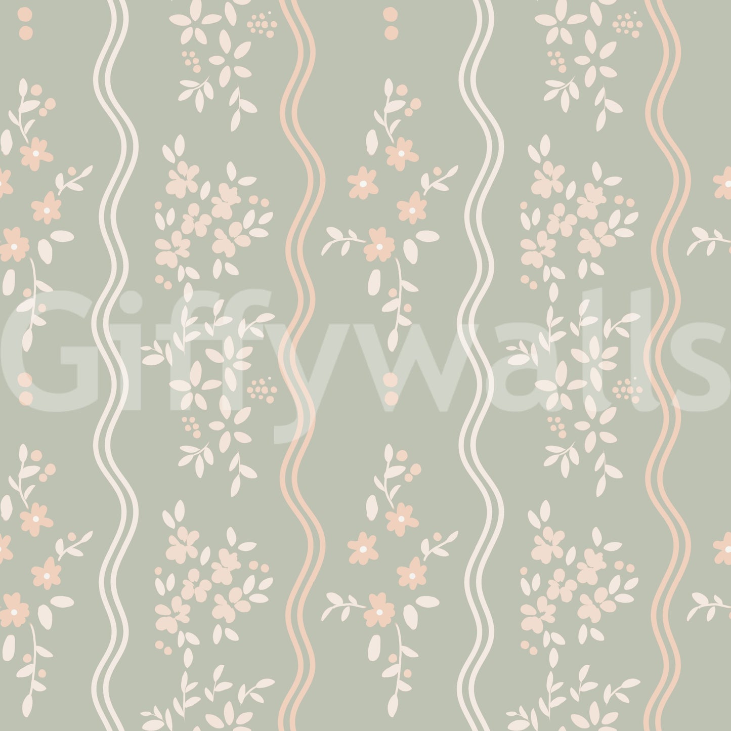 Sweet Sage and Blush Cottage Stripe Wallpaper Wallpaper