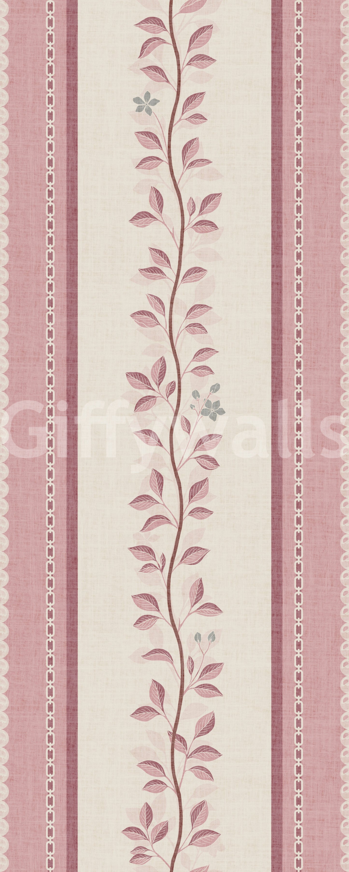 Romantic Creeping Foliage linen panel Wallpaper