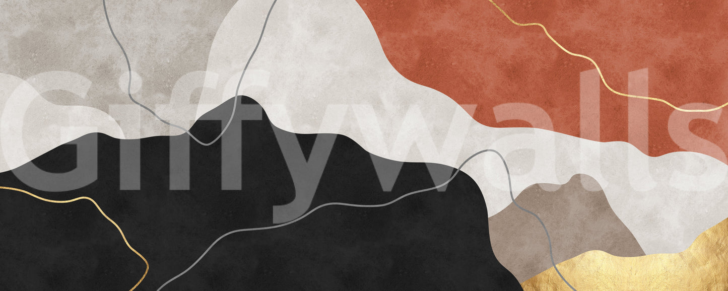 Terracotta and Charcoal Abstract Hills Wall Mural