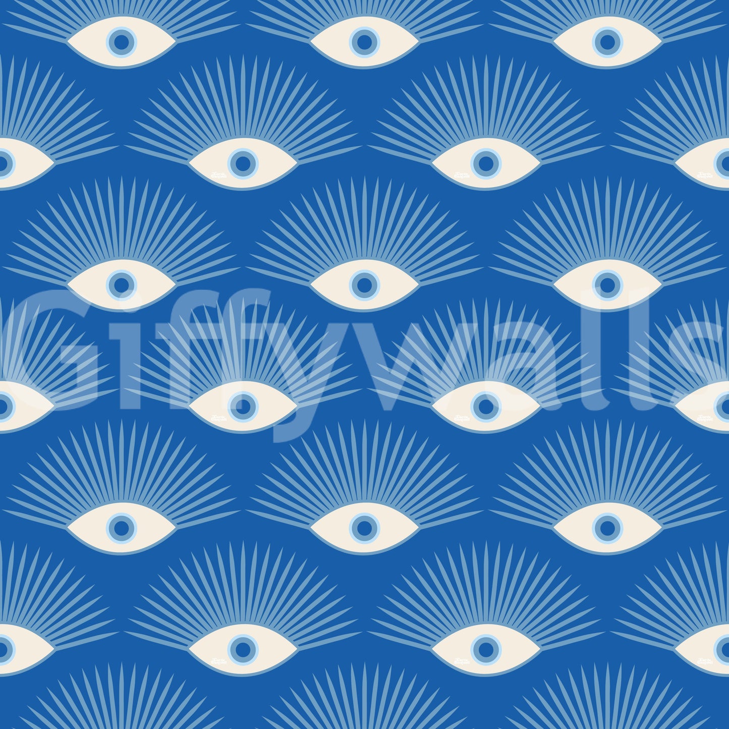 Stylized Eyelash Motif in Cobalt Blue Wallpaper