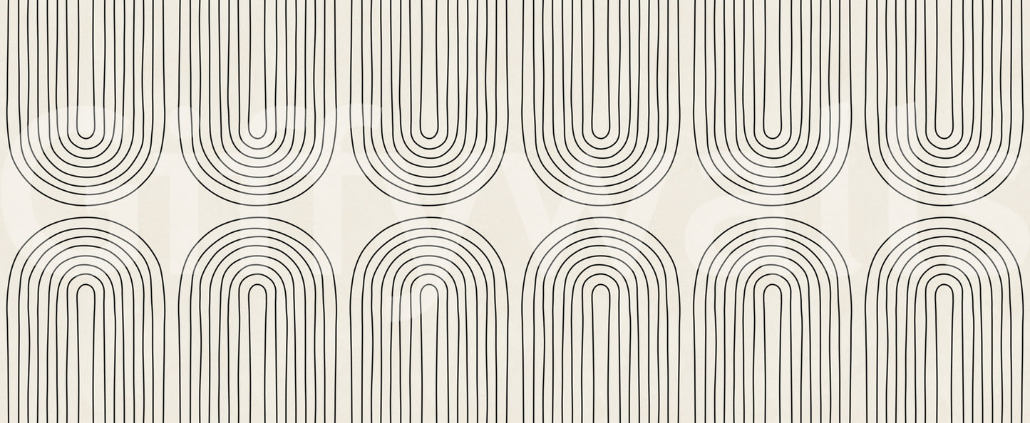 Padrão minimalista de arte linear em arco Wall Mural
