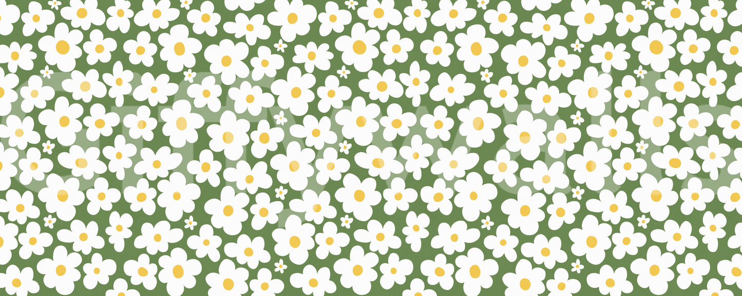 Retro Daisy Meadow Wall Mural