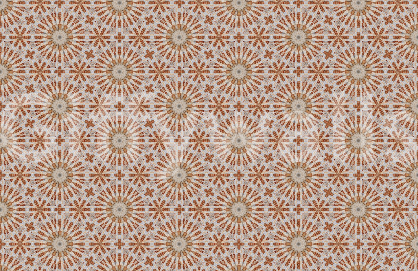 Terracotta Geometric Starburst Tile Pattern Wallpaper
