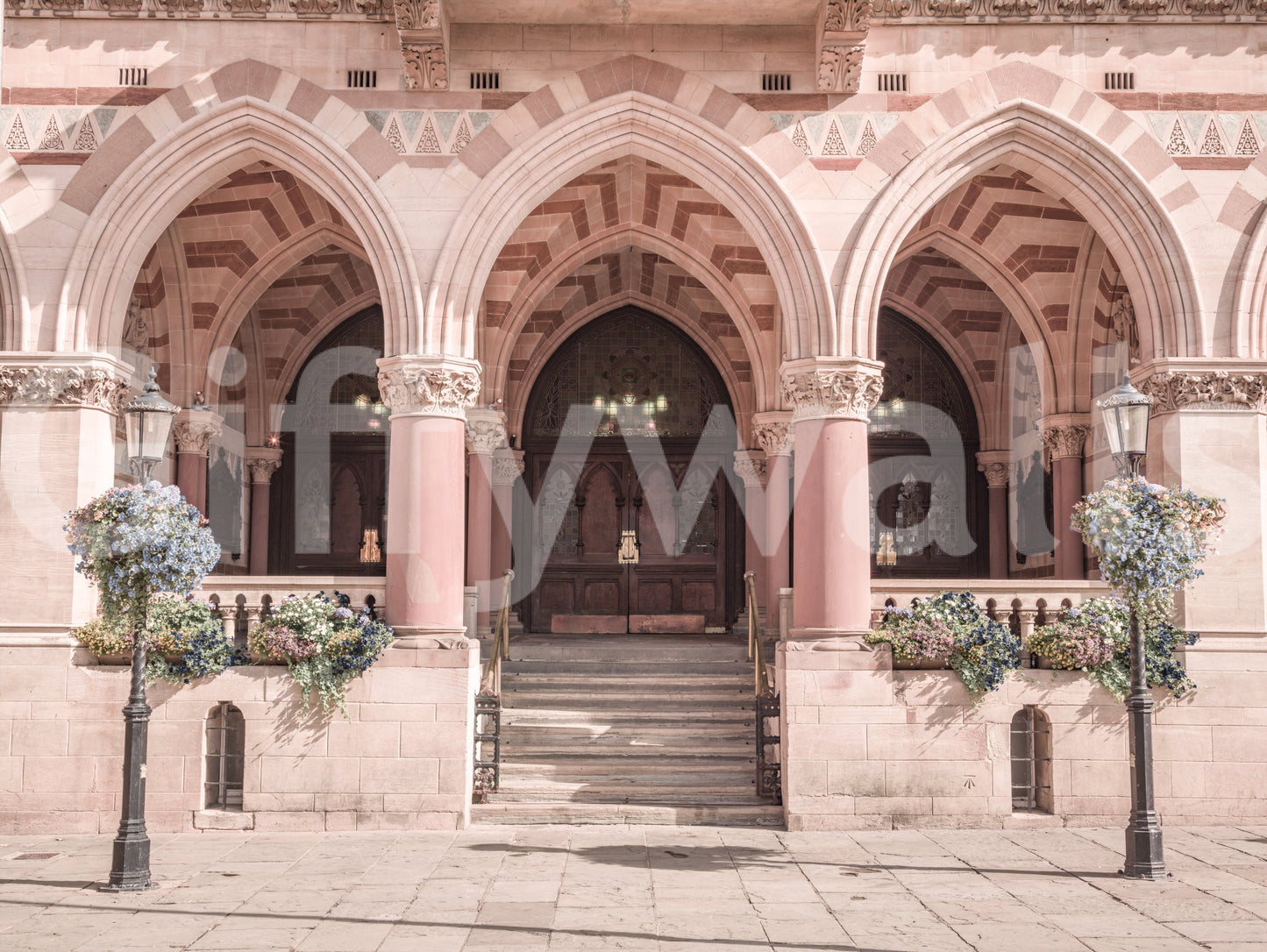 Ornate Historical Stone Facade Wall Mural