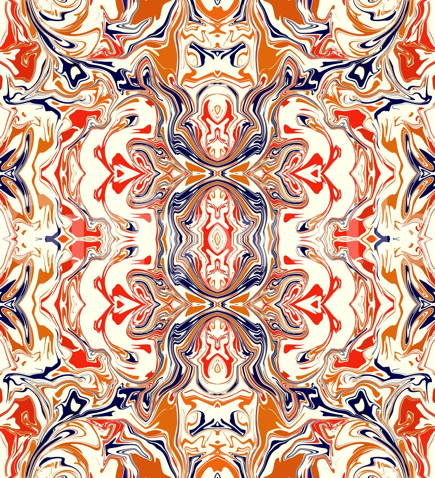 Orange & Red Contemporary Ornamental Tile - ANDORRA Wall Mural