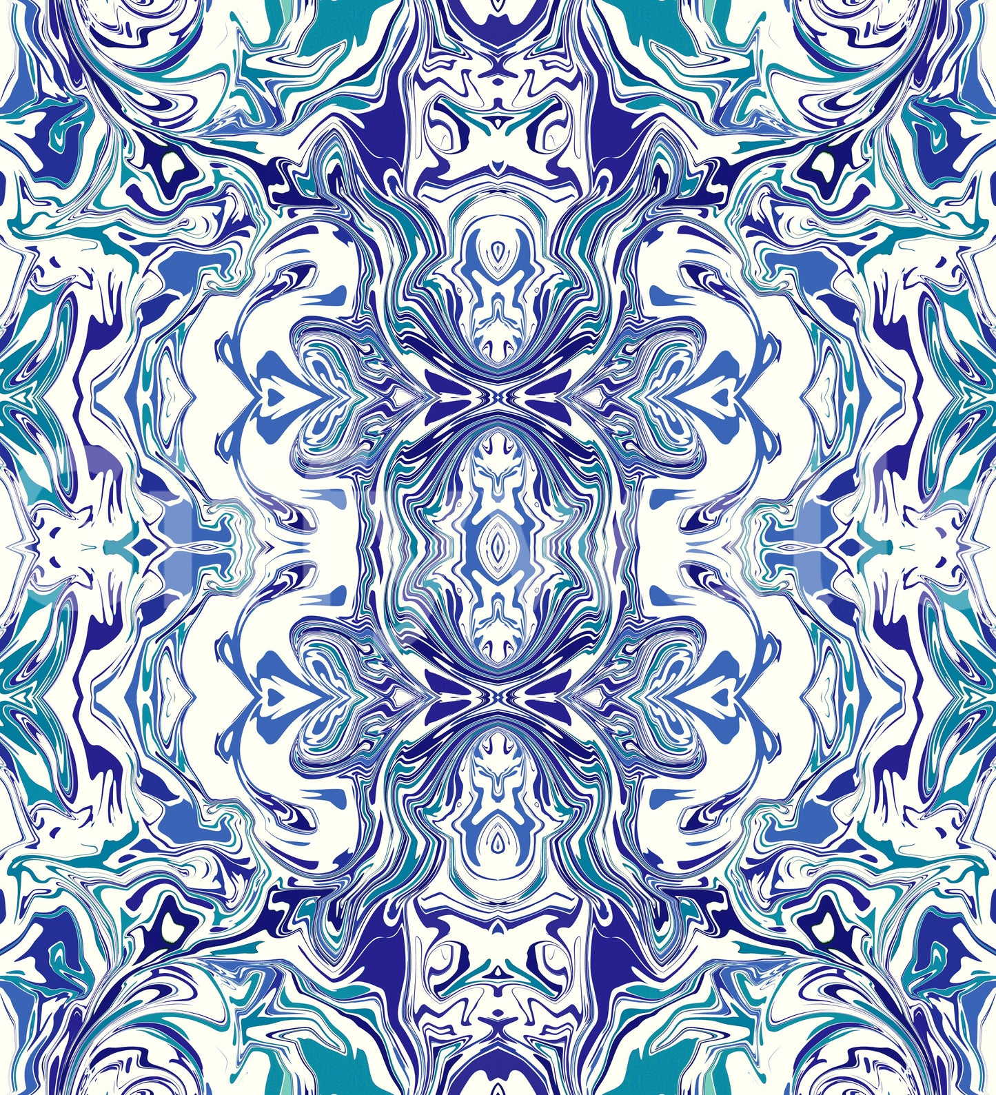 Blue & Teal Contemporary Ornamental Tile - ANDORRA Wall Mural Wall Mural