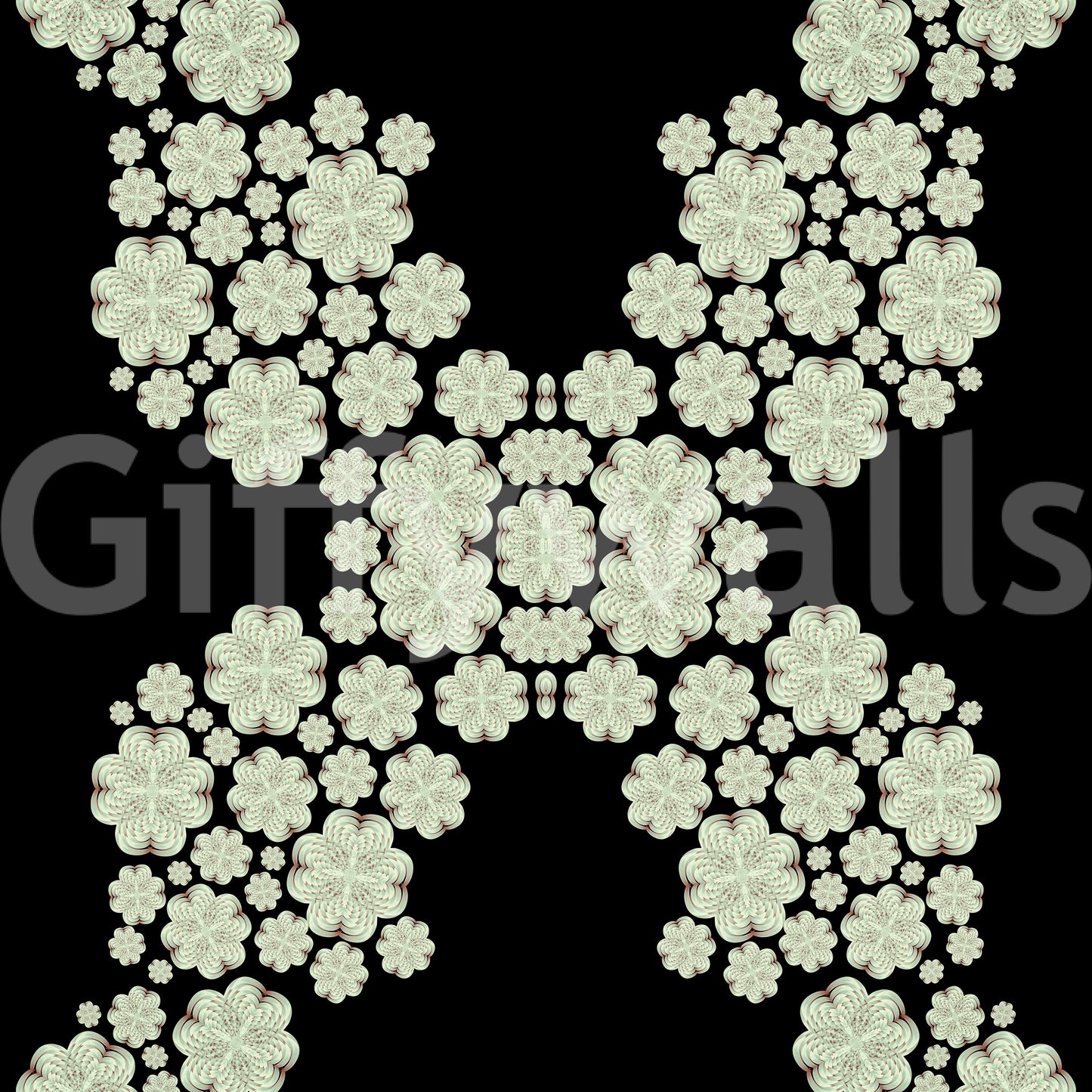 Black & Ivory Diamond Floral Lattice – CARDAMINE Wallpaper