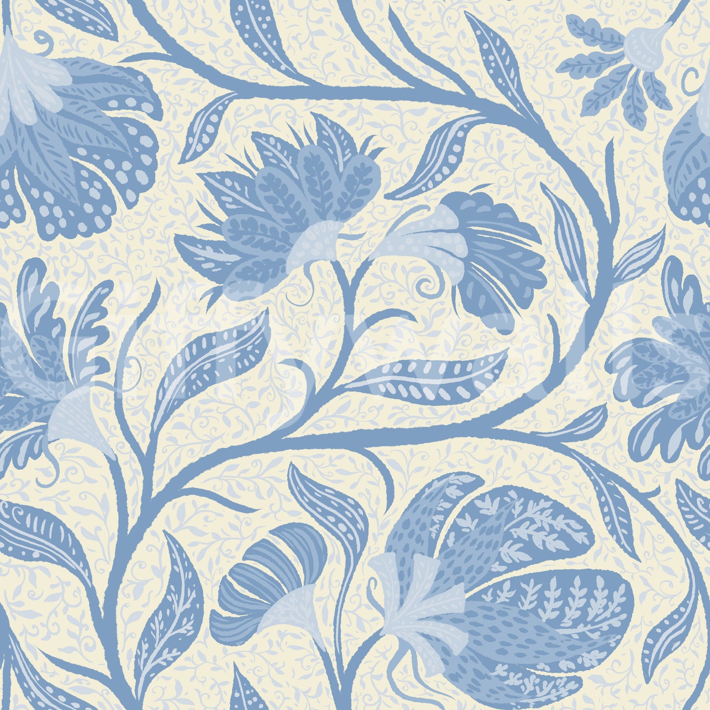 Trailing Indina Floral - Light Blue and Beige Wallpaper Wallpaper