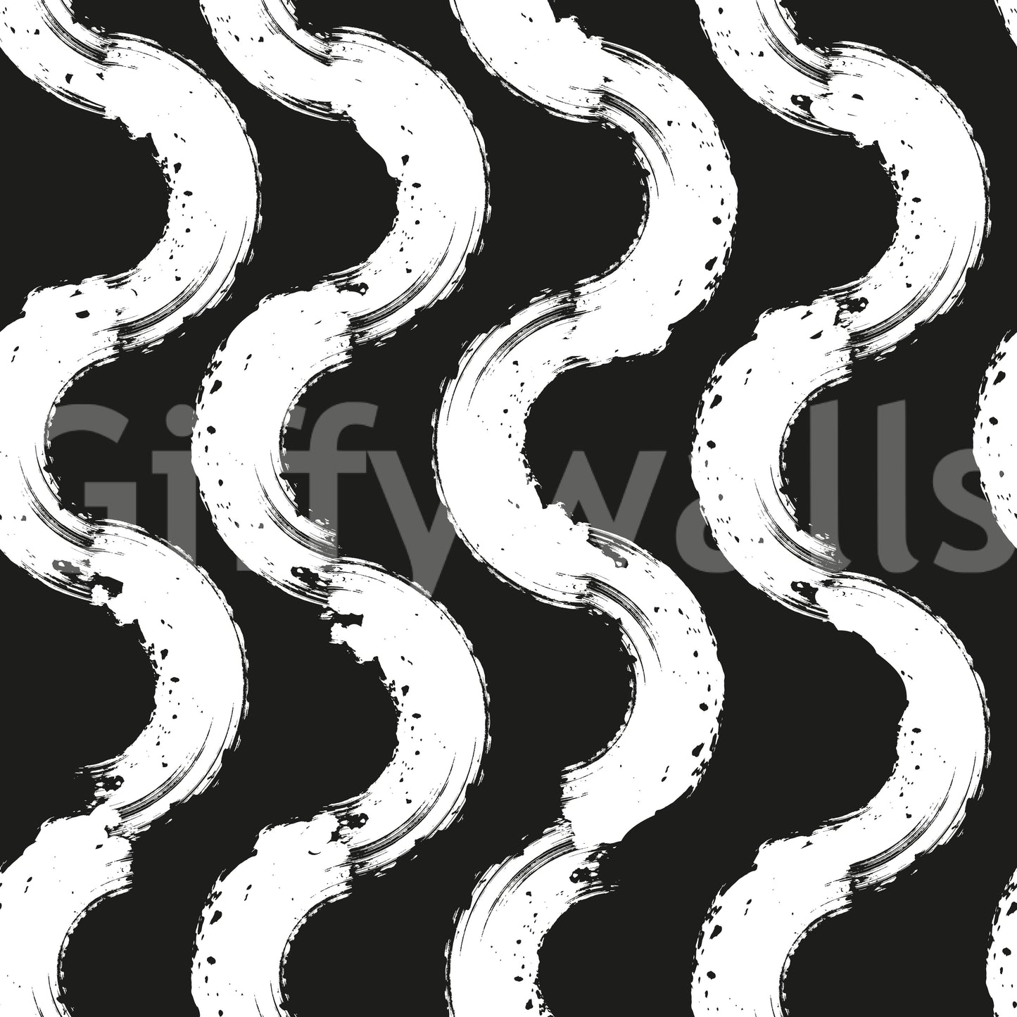 Monochrome Wavy Brushstroke Rhythm Wallpaper