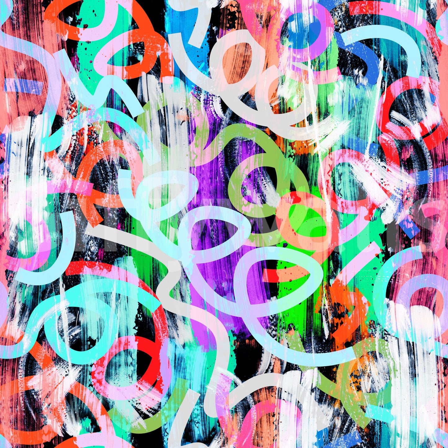 Dynamic Loops and Modern Graffiti Flair Wallpaper