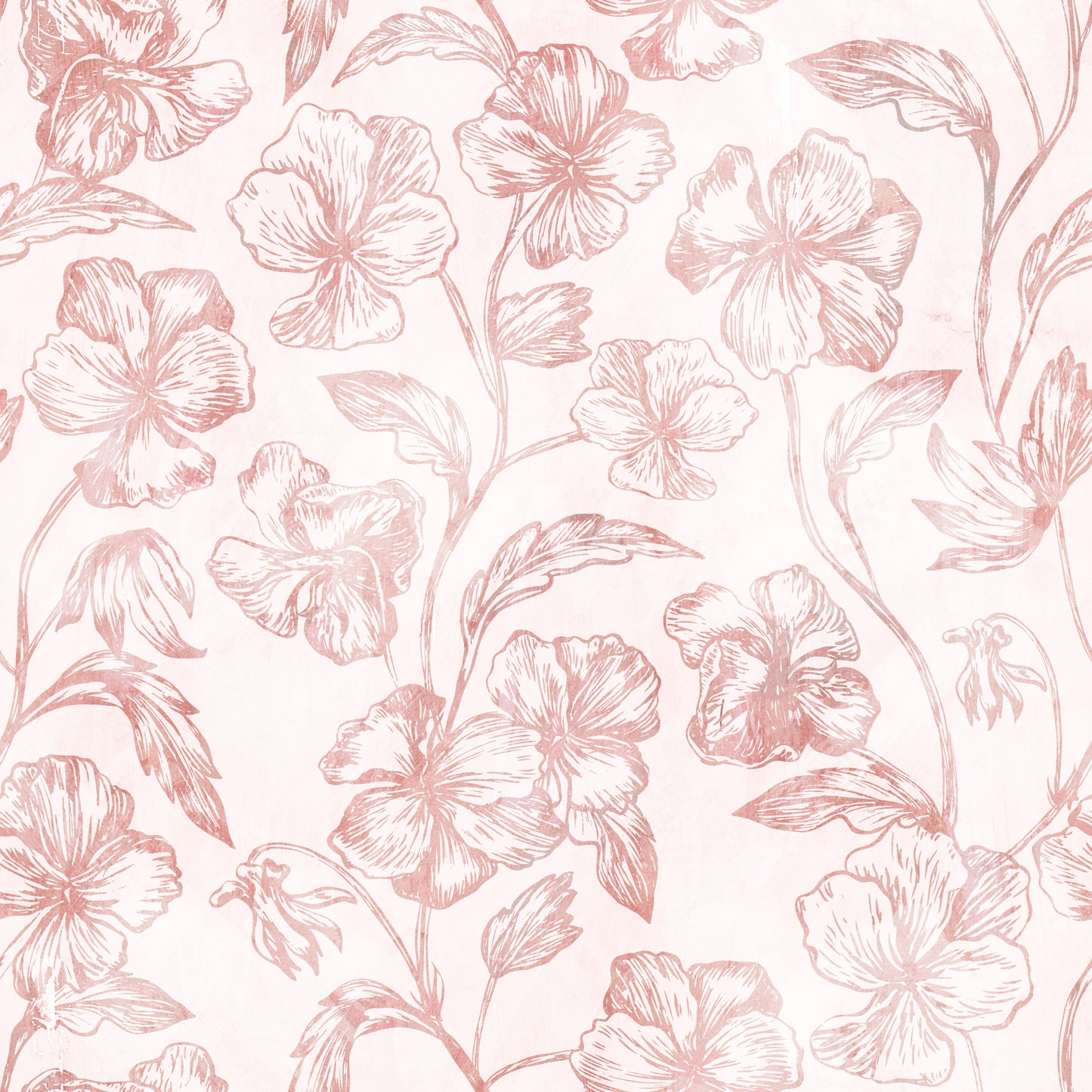 Blush Botanical Line Art Wallpaper
