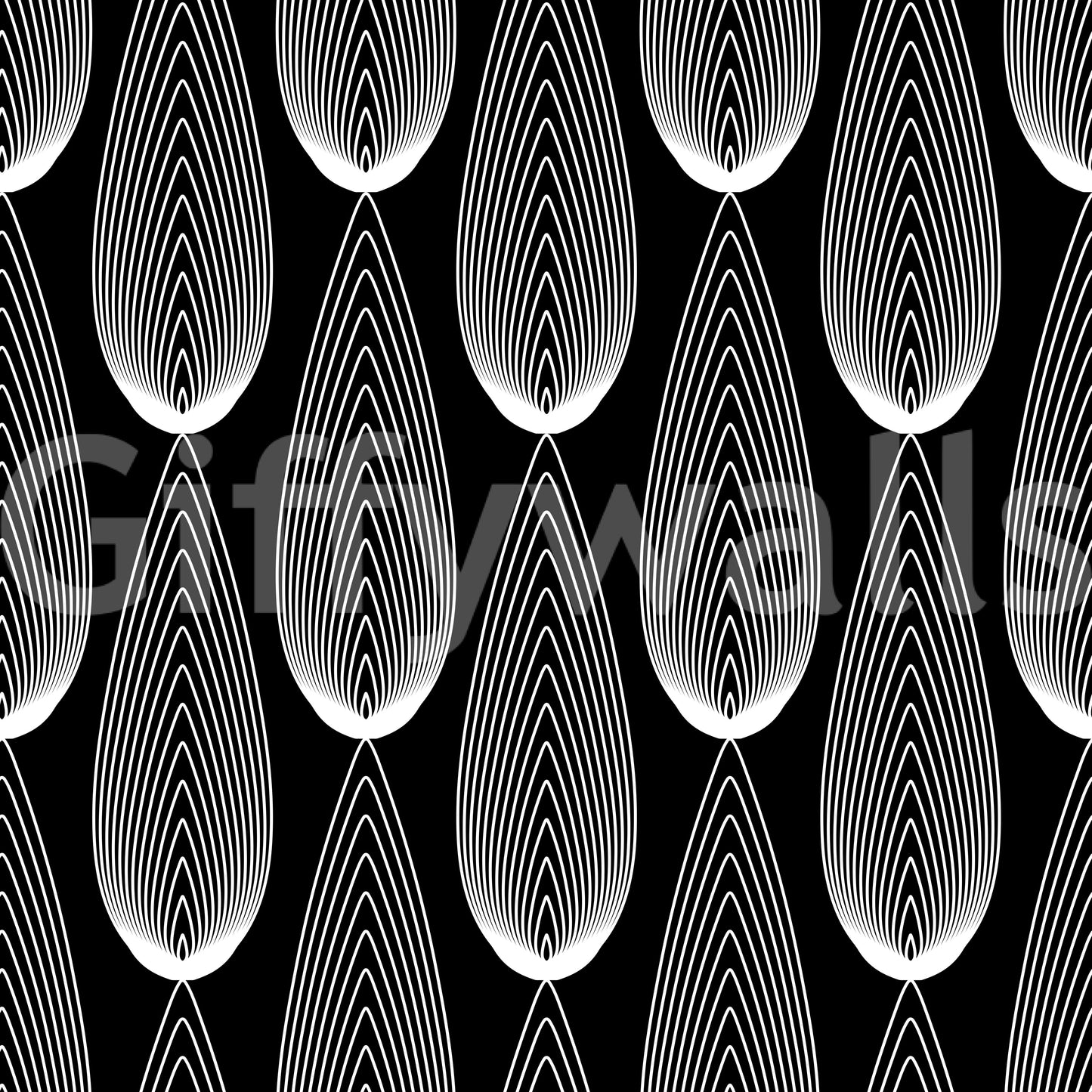 Minimalist Teardrop Linear Pattern Wallpaper