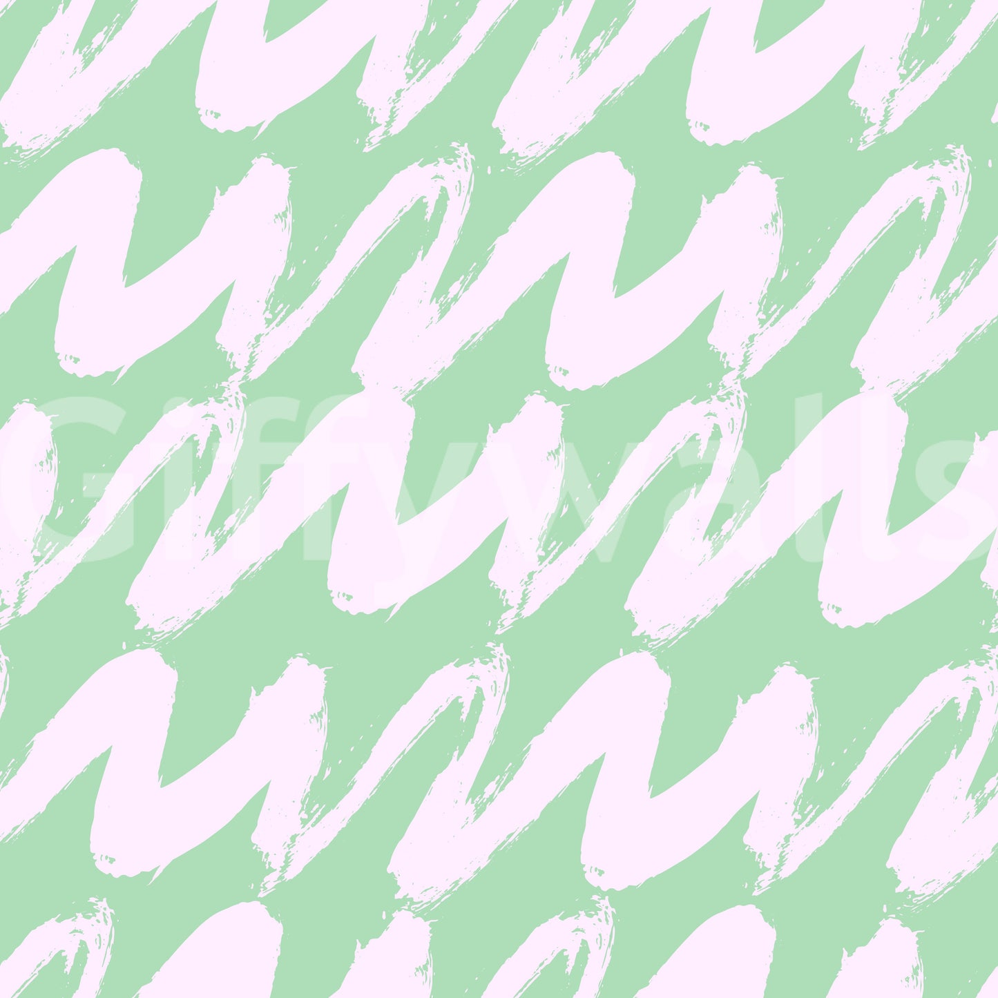 Soft Sage and Pink Wavy Brushstrokes Wallpaper