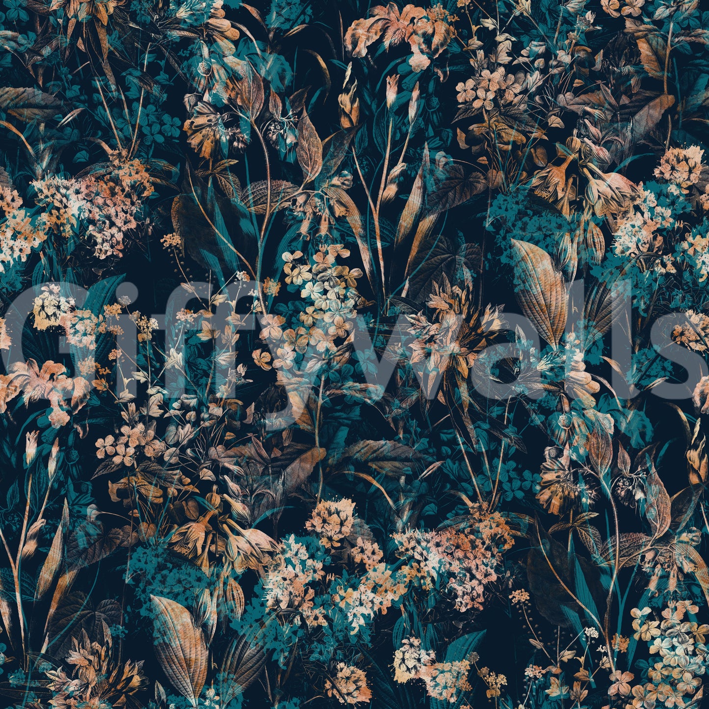 Nocturnal Meadow Pattern Wallpaper